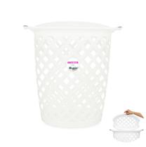 Cesto de Roupa Plástico 46,5 Litros Com Tampa Lavanderia Banheiro Branco - 607 Sanremo