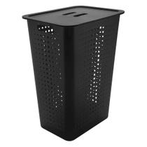 Cesto de Roupa Preto 47 L com Tampa 41 x 31 x 55 cm Ou Cesto de Roupa Preto 47 L com Tampa 41 x 31 x 55 cm Ou