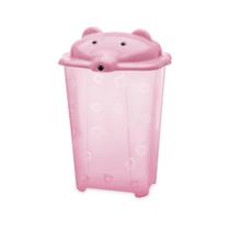 Cesto de Roupa Quadrado 44L Adoleta Translucido Rosa 0855/096