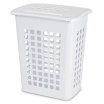Cesto de Roupa Retangular com Tampa Basculante Sterilite em Plástico 49x35x58cm
