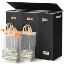 Cesto de Roupa SOLEDI 200 L com 3 Seções, Tampa e Alças Cesto de Roupa SOLEDI 200 L com 3 Seções, Tampa e Alças