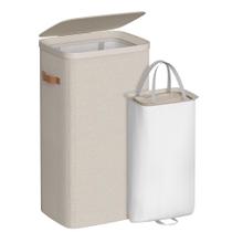 Cesto de Roupa SONGMICS 42L com Tampa e Alças Bege Cesto de Roupa SONGMICS 42L com Tampa e Alças Bege