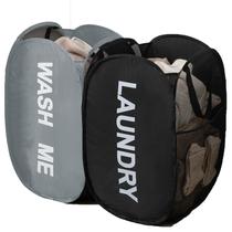 Cesto de roupa suja Alter Dobrável Mesh Pop Up, pacote com 2 unidades, preto+cinza