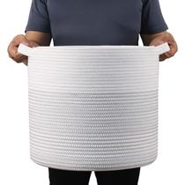 Cesto de roupa suja ArcaGuru, corda de algodão redonda branca e cinza