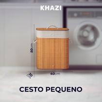 Cesto De Roupa Suja Bambu 72 Litros Lavanderia Com Tampa e Alças Forrado Grande Organizador Banheiro Cesto De Roupa Suja Bambu 72 Litros Lavanderia Com Tampa e Alças Forrado Grande Organizador Banheiro