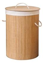 Cesto De Roupa Suja Bambu Dobrável Forro Tampa Alças Banheiro Lavabo Lavanderia Home