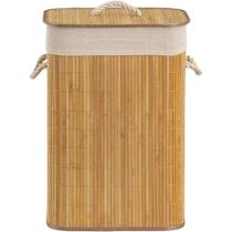 Cesto De Roupa Suja Bambu Dobravel Organizador Forrado Banheiro 60cm Grande Cesto Retangular CESTO BAMBU:NATURAL