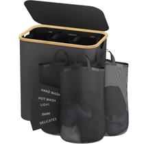 Cesto de roupa suja Bathola 160L extra grande com 3 seções e tampa Cesto de roupa suja Bathola 160L extra grande com 3 seções e tampa
