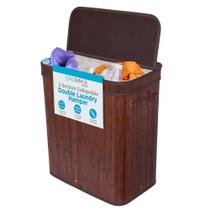 Cesto de roupa suja BirdRock Home Double com tampa Bamboo Espresso Cesto de roupa suja BirdRock Home Double com tampa Bamboo Espresso