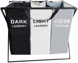 Cesto de Roupa Suja com 3 Compartimentos Organizador de Lavanderia