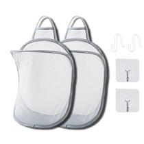 Cesto de roupa suja de parede de malha dobrável HHSSALIN tamanho pequeno