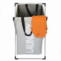 Cesto de Roupa Suja Dobrável Cromado Lavanderia Cinza