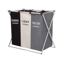 Cesto De Roupa Suja Dobrável Organizador 3 Compartimentos