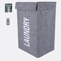 Cesto de roupa suja dobravel portatil para banheiro quarto lavanderia com tampa - KANGUR