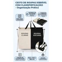 Cesto De Roupa Suja Duplo Dobrável Organizador Lavanderia Grande Resistente Porta Roupas Com Divisór Cesto De Roupa Suja Duplo Dobrável Organizador Lavanderia Grande Resistente Porta Roupas Com Divisór