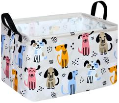 Cesto de roupa suja DUYIY Dog Pattern 38x26x25cm com alças
