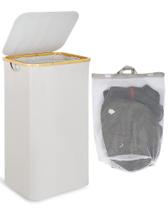 Cesto de roupa suja efluky 100L com tampa e saco removível cinza claro
