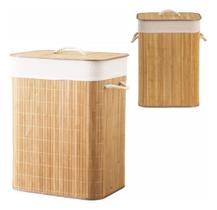 Cesto de Roupa Suja em Bambu Brinquedos Banheiro Forrado Multiuso - Dolce Home