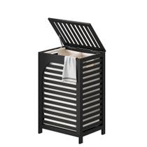 Cesto de roupa suja FILWH Bamboo com tampa 85L com 1 saco preto 68cm Cesto de roupa suja FILWH Bamboo com tampa 85L com 1 saco preto 68cm