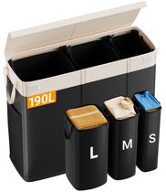 Cesto de roupa suja Furicher 190L com tampa e 3 sacos removíveis Cesto de roupa suja Furicher 190L com tampa e 3 sacos removíveis