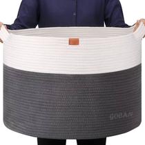 Cesto de roupa suja GOCAN corda de algodão extra grande cinza/bege