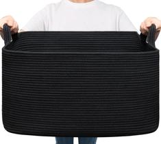 Cesto de Roupa Suja Goodpick - Grande, Preto, Corda de Algodão, 63L