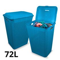 Cesto de Roupa Suja Grande Rattan Telado Organizador 72L