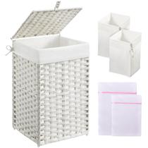 Cesto de roupa suja Greenstell 60L com tampa e 2 sacos de forro brancos