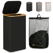 Cesto de roupa suja iEgrow 110L com tampa, alça e bolsa removível preta