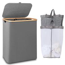 Cesto de roupa suja ieGrow 150L com tampa e 2 bolsas internas removíveis