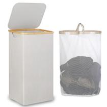 Cesto de roupa suja IeGrow com tampa 110L cinza claro