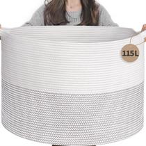 Cesto de roupa suja INDRESSME 115L de corda de algodão Black Stitch