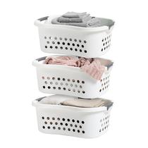 Cesto de roupa suja IRIS USA 50L de plástico Hip Hold, pacote com 3 unidades, branco Cesto de roupa suja IRIS USA 50L de plástico Hip Hold, pacote com 3 unidades, branco