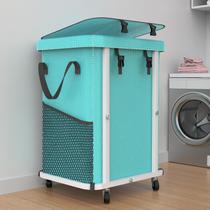Cesto de roupa suja kunlabori 150L com rodas e bolsa removível azul