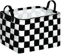 Cesto de roupa suja KUNRO dobrável quadriculado impermeável 38x26x25cm