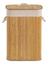 Cesto De Roupa Suja Lavanderia Banheiro Retangular Bambu Tampa