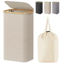 Cesto de roupa suja Lifewit 100L com tampa e bolsa removível bege Cesto de roupa suja Lifewit 100L com tampa e bolsa removível bege