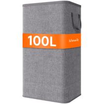 Cesto de roupa suja Lifewit 100L grande com alças cinza claro