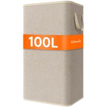 Cesto de roupa suja Lifewit 100L grande de altura com alças bege