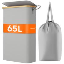 Cesto de roupa suja Lifewit 65L com tampa e bolsa removível cinza prateado Cesto de roupa suja Lifewit 65L com tampa e bolsa removível cinza prateado