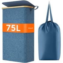 Cesto de roupa suja Lifewit 75L com tampa e bolsa removível azul escuro Cesto de roupa suja Lifewit 75L com tampa e bolsa removível azul escuro