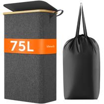 Cesto de roupa suja Lifewit 75L com tampa e bolsa removível cinza escuro Cesto de roupa suja Lifewit 75L com tampa e bolsa removível cinza escuro