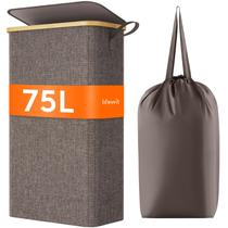 Cesto de roupa suja Lifewit 75L com tampa e bolsa removível marrom