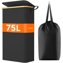 Cesto de roupa suja Lifewit 75L com tampa e bolsa removível preta Cesto de roupa suja Lifewit 75L com tampa e bolsa removível preta