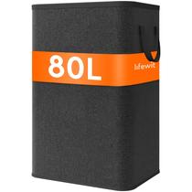Cesto de roupa suja Lifewit 80L, grande, alto, com alças, preto