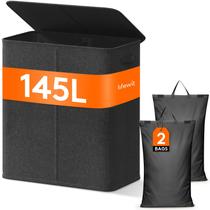Cesto de roupa suja Lifewit Double com tampa e capacidade de 145 L, cinza escuro