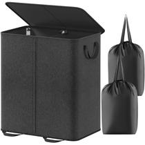 Cesto de roupa suja Lifewit Double com tampa e sacos removíveis 155L Cesto de roupa suja Lifewit Double com tampa e sacos removíveis 155L