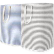 Cesto de roupa suja Lifewit Large Dobrável 80L, pacote com 2 unidades, cinza e azul Cesto de roupa suja Lifewit Large Dobrável 80L, pacote com 2 unidades, cinza e azul