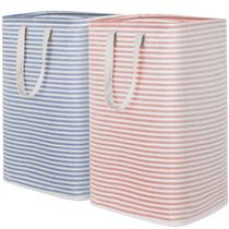 Cesto de roupa suja Lifewit Large Dobrável, Pacote com 2, 160 L, rosa e azul