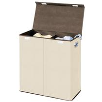 Cesto de roupa suja mDesign Extra Large Dividido com tampa creme/marrom Cesto de roupa suja mDesign Extra Large Dividido com tampa creme/marrom